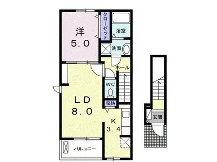 フローラ(1LDK/2階)の間取り写真