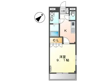 エスポアハイム(1K/2階)の間取り写真