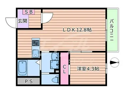 レジデンスコート城東野江(1LDK/1階)の間取り写真