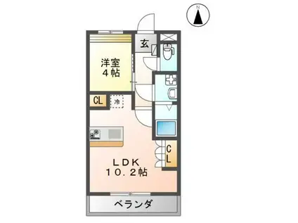 ローズガーデン(1LDK/2階)の間取り写真