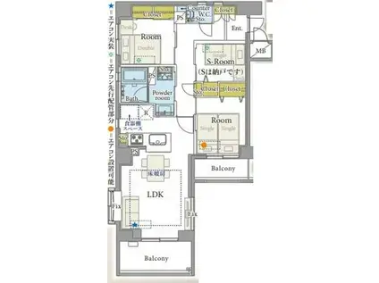 ユニオンパレス御徒町(2SLDK/10階)の間取り写真