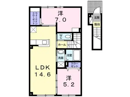 パンルージュII(2LDK/2階)の間取り写真
