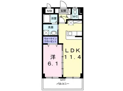 プラシードC.HII(1LDK/2階)の間取り写真