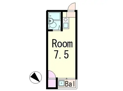 ヴィラヤマナカ(ワンルーム/2階)の間取り写真