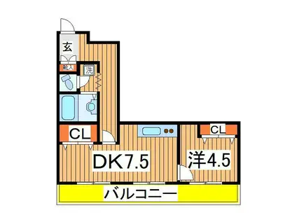 ウインベルデュエット北柏NO.1(1DK/1階)の間取り写真