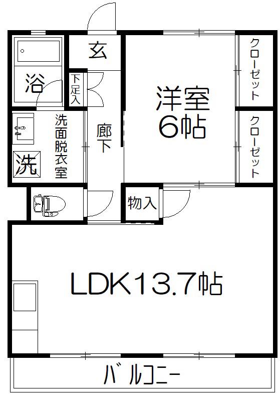 グリンヒル浦和(1LDK/3階)の間取り写真