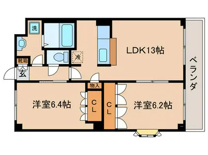 パステルヒルズ(2LDK/2階)の間取り写真