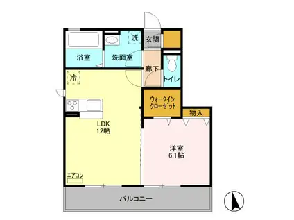 LEHUIT E(1LDK/2階)の間取り写真