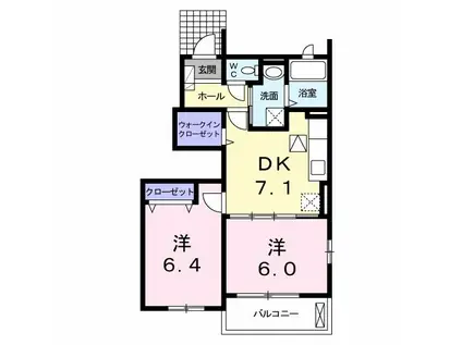 ブリアンソレイユ(2DK/1階)の間取り写真
