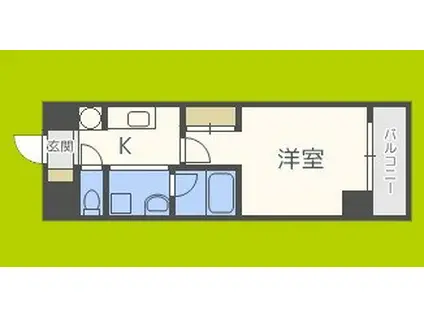 インペリアル靭本町(1K/2階)の間取り写真