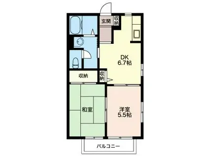 ヴューテラスA(2DK/2階)の間取り写真