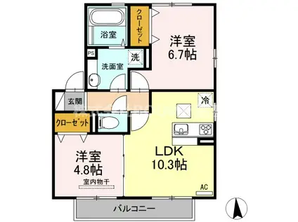 花笑み荘(2LDK/1階)の間取り写真