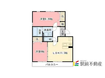 ニューリバーサイド夢咲A(2LDK/1階)の間取り写真