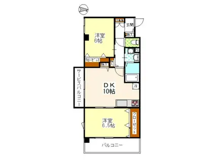 ベルレージュ(2LDK/4階)の間取り写真