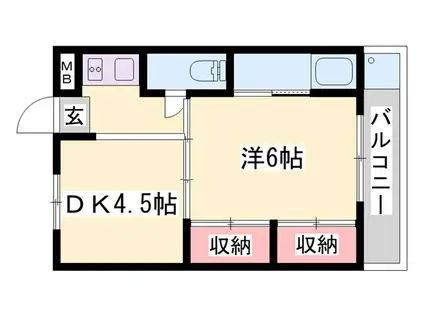 ビレッジハウス西夢前第二(1DK/4階)の間取り写真