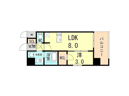 ARTIZA王子公園D.C(1LDK/10階)の間取り写真