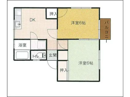 コーポ亜矢(2DK/1階)の間取り写真