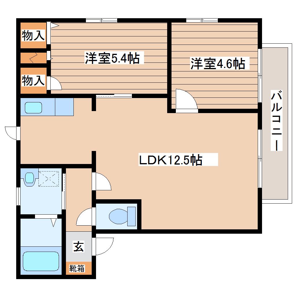 ヌーヴェルコート(2LDK/2階)の間取り写真