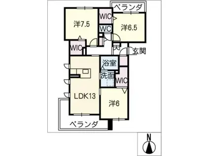 シャン ド ミュリエ(3LDK/3階)の間取り写真