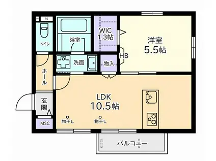 BIANCA 調布(1LDK/1階)の間取り写真