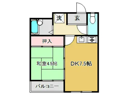 VILLA・K-2(1DK/1階)の間取り写真