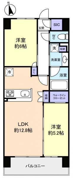 スカイグランデ津田沼(2LDK/5階)の間取り写真