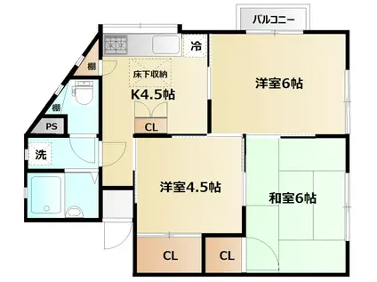 コスモスハウス(3K/2階)の間取り写真