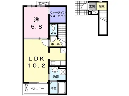 メゾンフレーズIII(1LDK/2階)の間取り写真