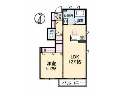 トルマリーナ B棟(1LDK/1階)の間取り写真