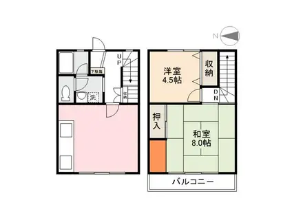 パルデンス木太(2LDK/1階)の間取り写真