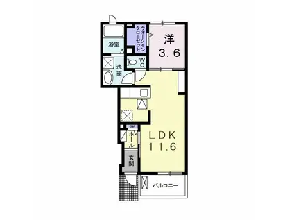 カーサフェリーチェ II(1LDK/1階)の間取り写真