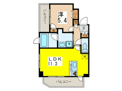ドゥーエ新川(1LDK/7階)の間取り写真