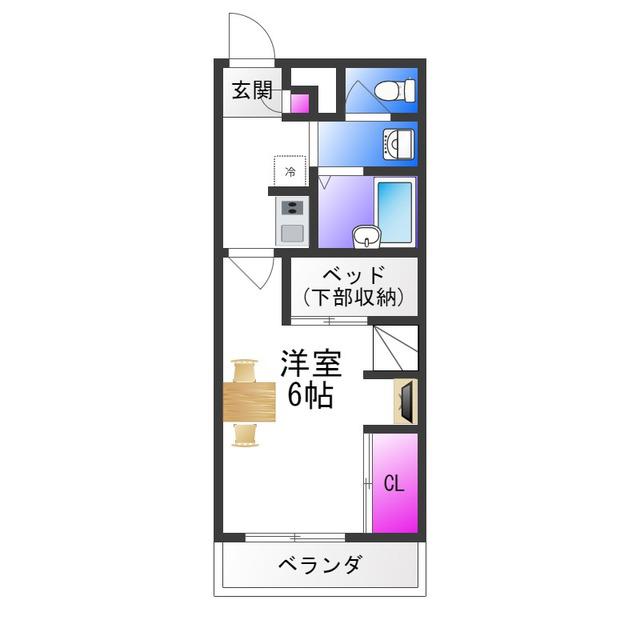 レオパレス竹渕東(1K/2階)の間取り写真