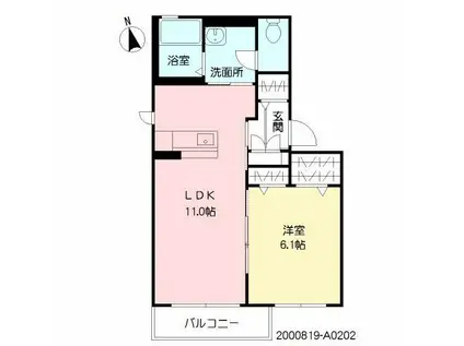 プロスパー天神(1LDK/2階)の間取り写真