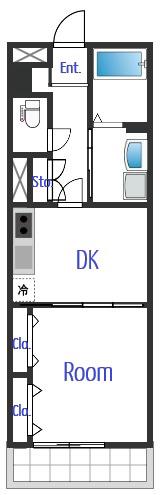 アマルフィ(1DK/3階)の間取り写真