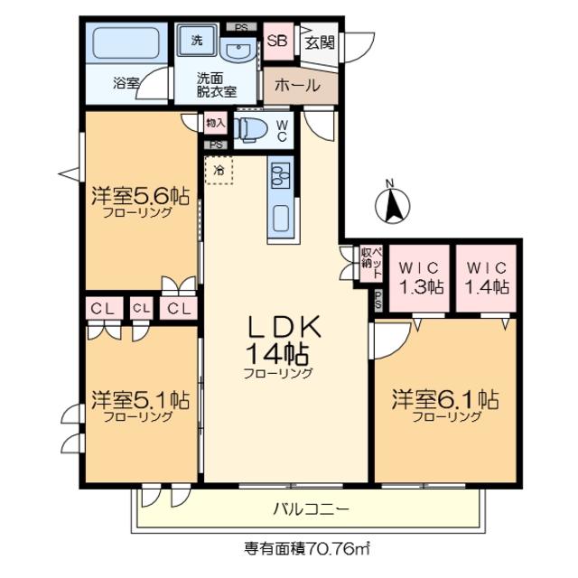BONHEUR DE CHIEN KITAAYASE(3LDK/2階)の間取り写真