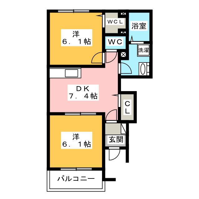 レクサス共栄F(2DK/1階)の間取り写真