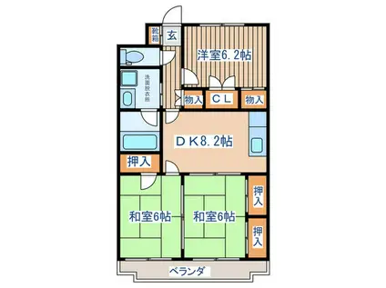 YKパルメゾン(3DK/3階)の間取り写真