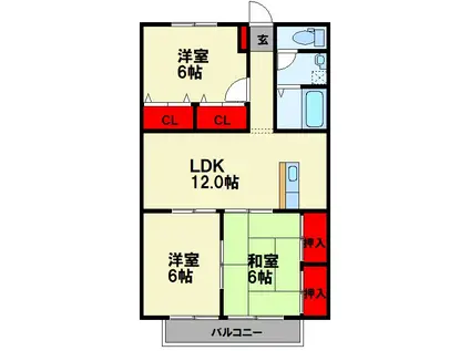 フレラオ(3LDK/1階)の間取り写真