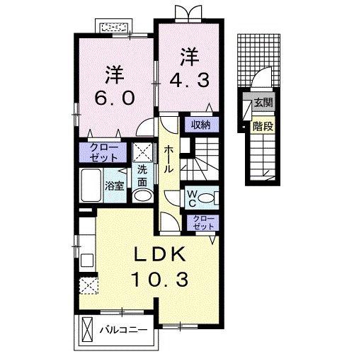サングランデIII(2LDK/2階)の間取り写真