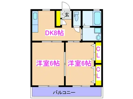 アネックス高山(2DK/1階)の間取り写真