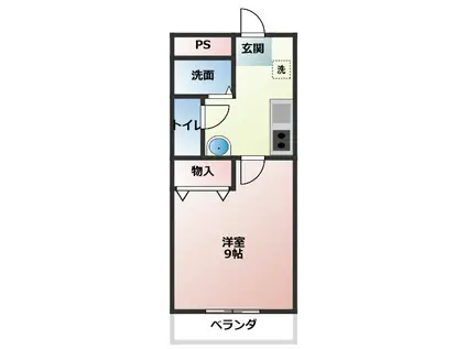 アンソレイエ(1K/1階)の間取り写真