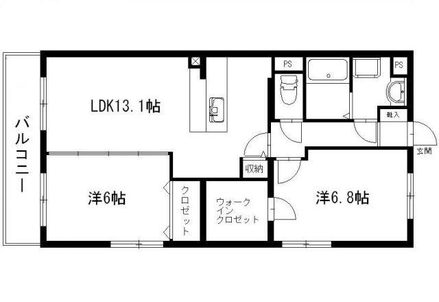 カルム富塚(2LDK/2階)の間取り写真
