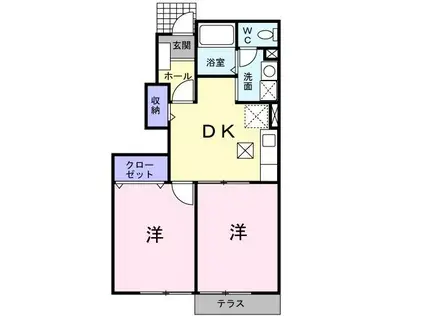 ソール・オリエンス E(2DK/1階)の間取り写真