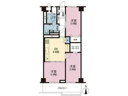 磯子駅前ビル(3DK/14階)の間取り写真