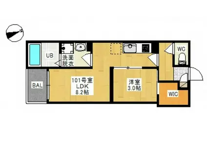 REGALEST 奥田本町II(1LDK/1階)の間取り写真