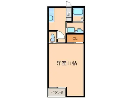 パロスおじま(1K/2階)の間取り写真
