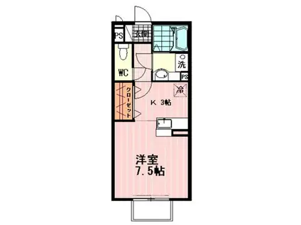 ベルデュール小金井(1K/2階)の間取り写真