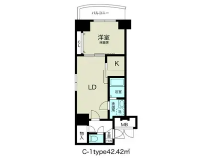 ノルデンタワー新大阪アネックスA棟(1DK/2階)の間取り写真