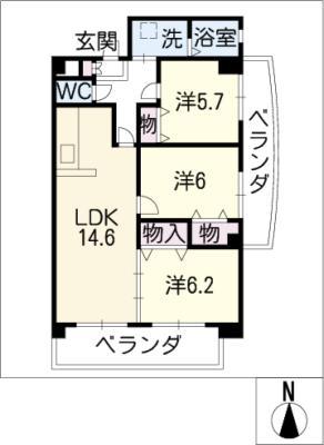 第2エクセルカナメ(3LDK/1階)の間取り写真